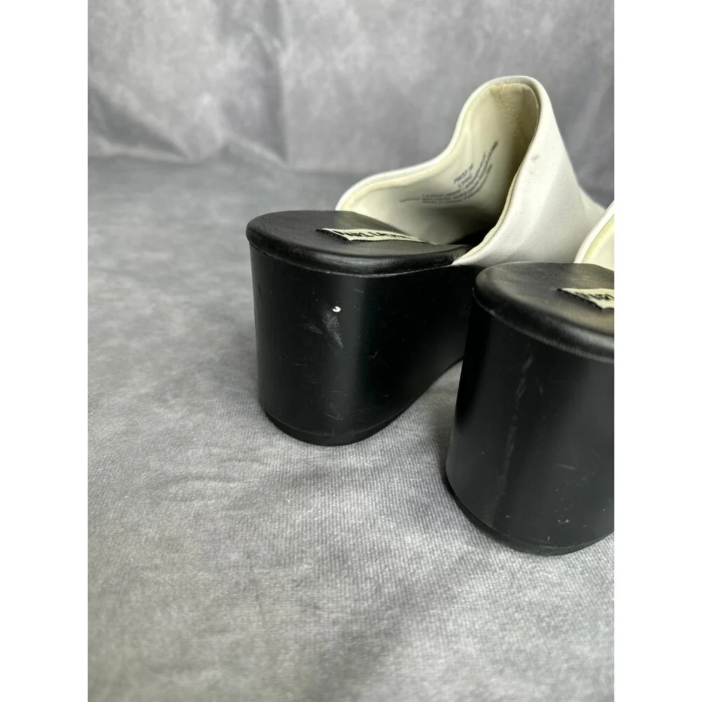 Women's Karl Lagerfeld Paris Lyric White Leather Platform Wedge Sandals Size 7
